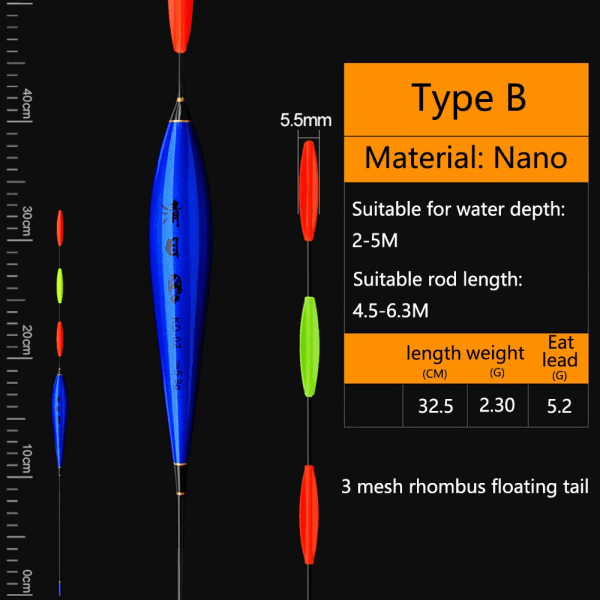 Kalastuspoiju Svans Blyfri Vertikal Float TYP B TYP B