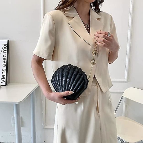 Axelväska för damer - Sommarstrandväska - Crossbody-väska med kedja - Liten handväska (5-e-0)