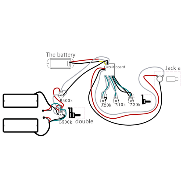 2-bånds aktiv bassgitar EQ Equalizer Preamp Circuit Pickup Svart