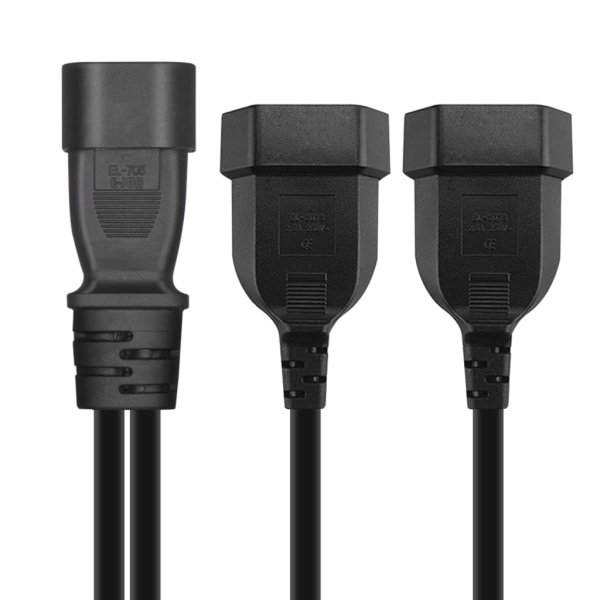 32 cm 3-napainen IEC320-C14 urosliitin 2x EU4.0mm naarasadapterikaapeli Y-jakaja Virta