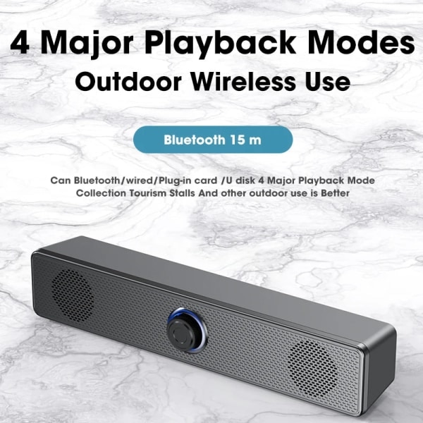 Hemmabioljudsystem Bluetooth-højttaler 4D Surround Soundbar Computerhøjttaler til TV Soundbar Box Subwoofer Stereo Musikboks 2