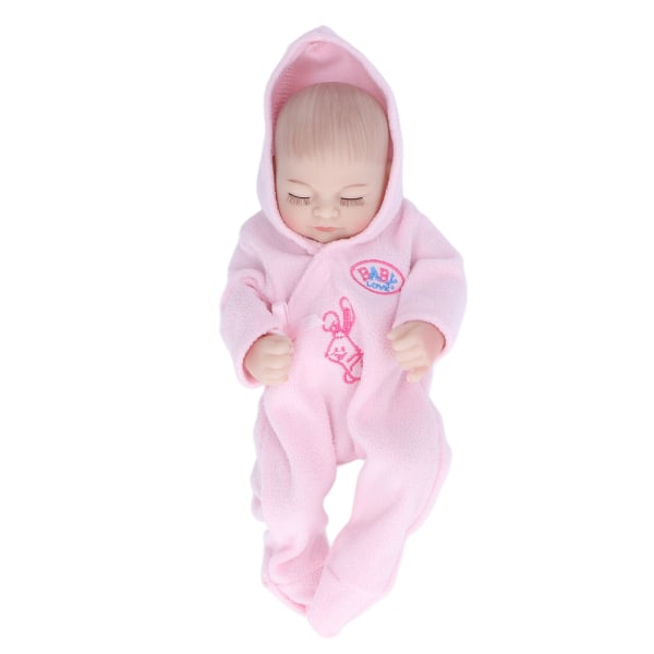 10 tommers Reborn Dolls Myk silikon Delikate ansiktsdetaljer Vaskbar naturtro babydukke med pyjamas Rosa