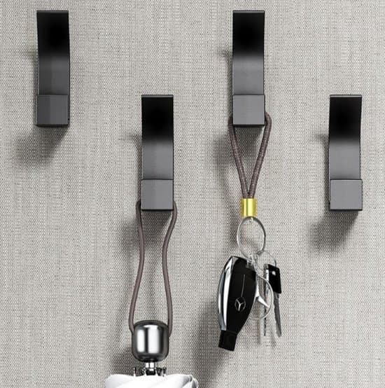 Väggmonterade klädkrokar, 5-pack ABS självhäftande krokar, ingen borrning, för rockar, halsdukar och handväskor, 2,8 x 2 x 7,6 cm
