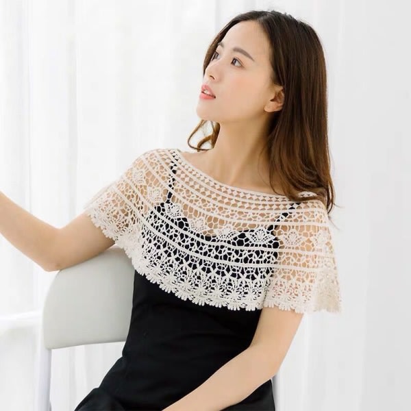 Kvinde strikket hul sjal omslag bryllup brudekjole L A8 One Size A8 One Size