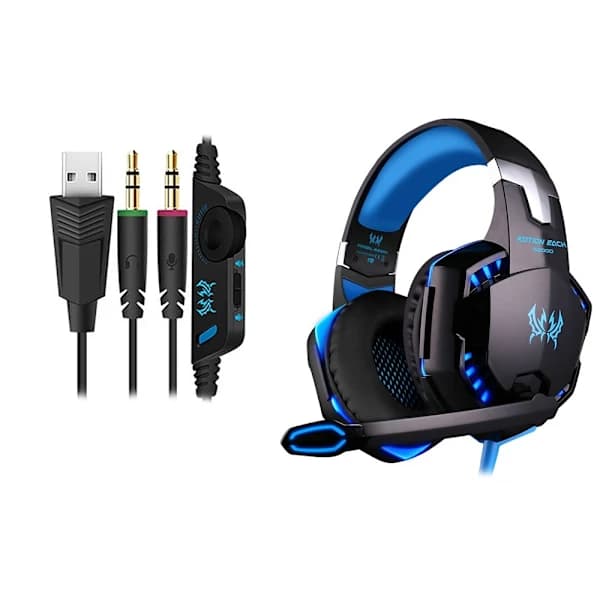 Gaming Headset - PC / Hodetelefoner Kotion Each G2000 med LED Blå Blå