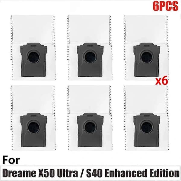 6 st Dammpåsar för Dreame X50 Ultra / S40 Enhanced Edition Dammsugardelar Dammpåse Robotdammsugare