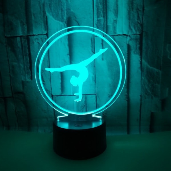 Qinwei 3D Gymnastik Nattlampa 16 färger Ändra USB fjärrkontroll Touch Decor Lampa Optisk Illusion Lampa LED Bordsbordslampa Barn Jul