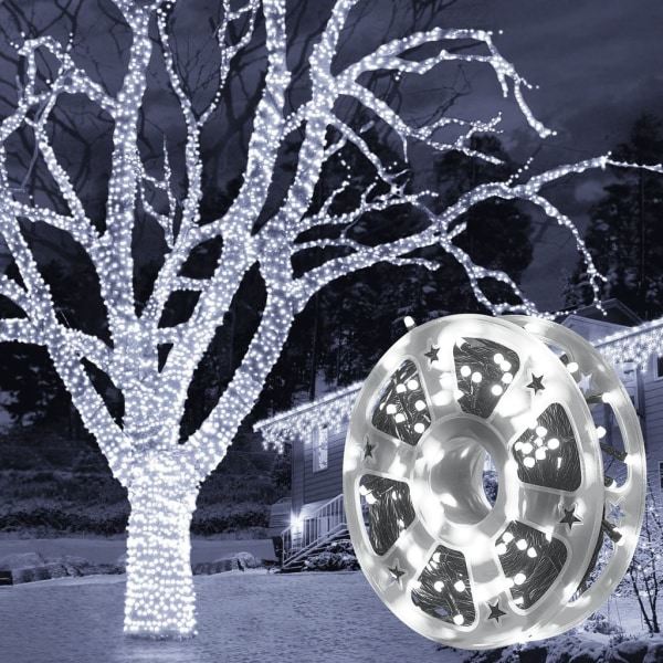 50M 240 LED musta johto LED-keijuvalot sisä- ja ulkokäyttöön valkoiset vedenpitävät jouluvalot 8 valaistustilalla muistitoiminnolla