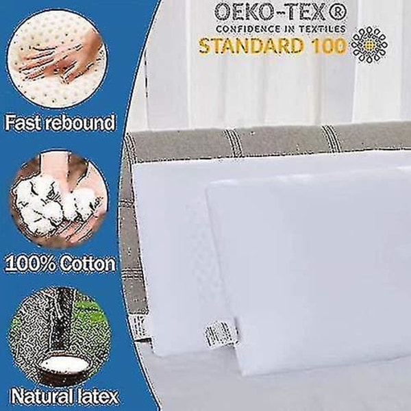 Alg 100 % Talalay latexkudde, extra mjuk latexkudde för att sova (queen size), sängkudde för rygg-, sido- och magsömmar, hjälper till att lindra bör