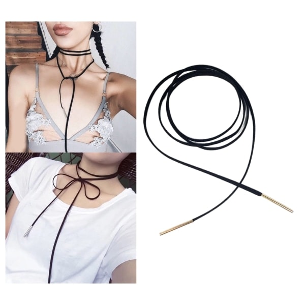 Korea Långt Rep Halsband Dam Choker Gotisk Stil Streetwear Goth Sammet Smycken Steampunk-Krage För Flickor Chocker null - A