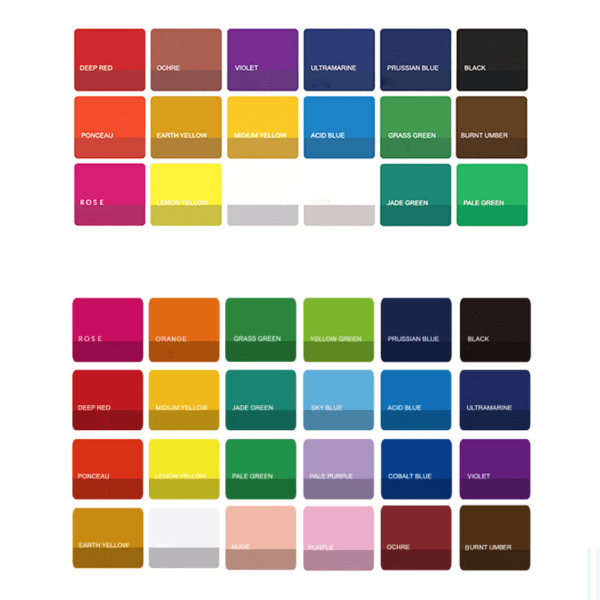 18/24 Farver Gouache Maling Sæt med Palette 30ml Vandfarvemaling til Kunstnere Studerende Tilbehør Ikke-giftigt null - B
