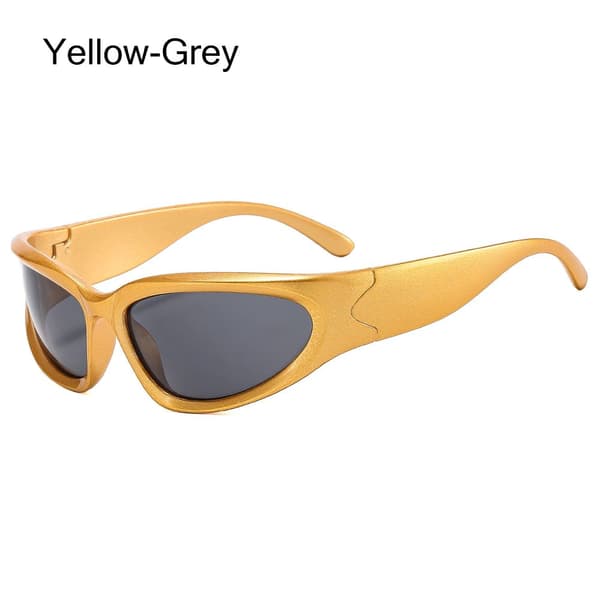 Y2K Kiertyvät Aurinkolasit Vintage Punk Goggle Lasit Yellow-Grey