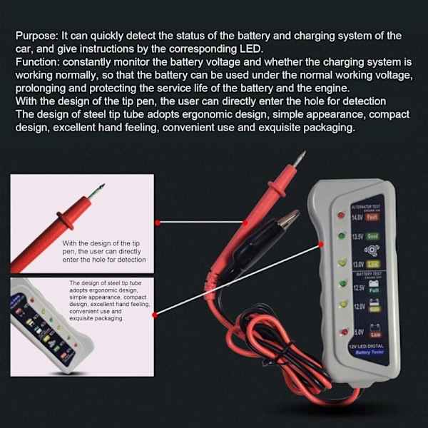 Bilbatteritestare 12v 6v hög noggrannhet led bilanalysator