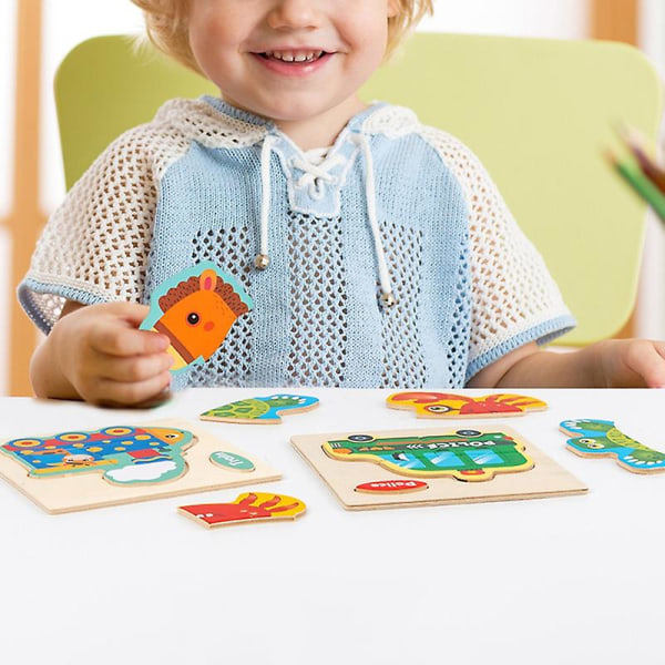Träpussel Söt intellektuell utveckling Trä Toddler Tidig Pedagogisk Djursticksågleksak Festtillbehör F