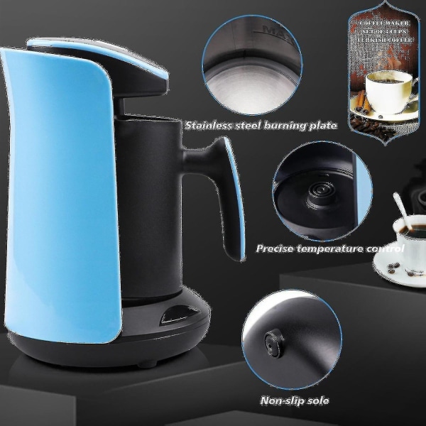 Lila 600w automatisk turkisk kaffebryggare Elektrisk kaffekanna livsmedelsklass