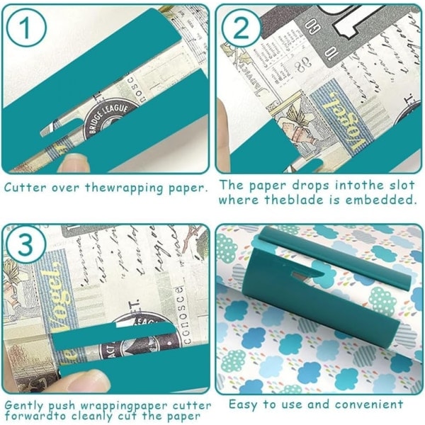 Paket med 4 omslagspappersskärare Julpappersskärare, presentpappersskärare, utbytbar omslagspappersskärare, omslagspappersskärare för rullar 4PCS