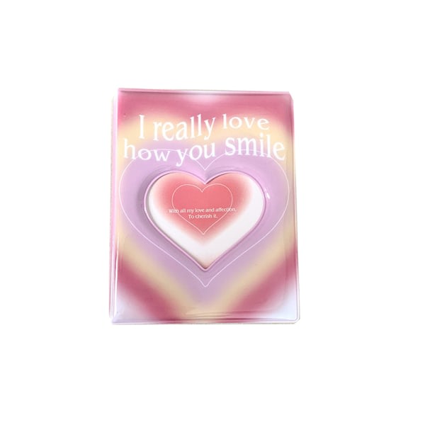 Love Heart 3-tums Kpop-fotokorthållare Tecknad fotoalbum Sta Pink