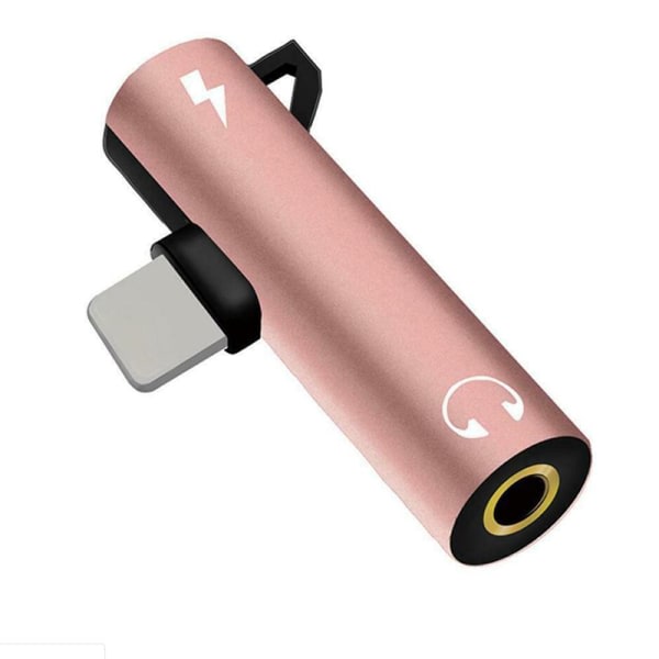 Til iPhone 8 7 Plus X Lightning til 3,5 mm Aux-hovedtelefonstikadapter J Rose Gold Rose Gold