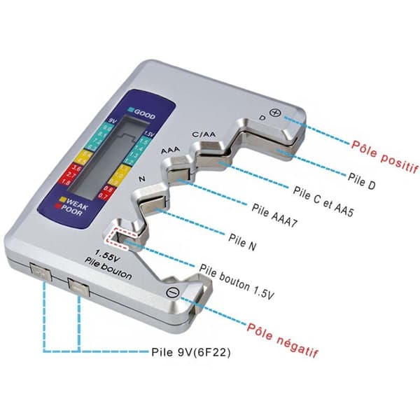 Universal Digital Batteritester til AA AAA CDN 9V 1.5V Knapcelle Mini Batterier