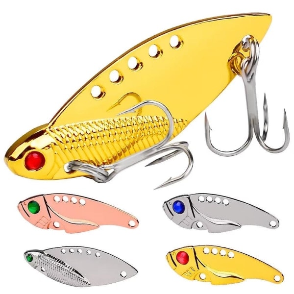 Kala-uistin Bass Fishing Spinner Blade ahvenen kalastukseen (12 kpl, kulta)