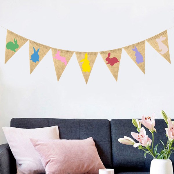 Pääsiäiskanin lippukoristeet Liinavimppeli Seinäkoriste Bunting Lippu D