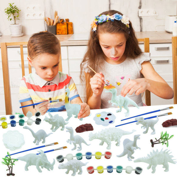 64st/ set DIY Graffiti Dinosaurie Modell 3D Målad Handfärgning Tyrannosaurus