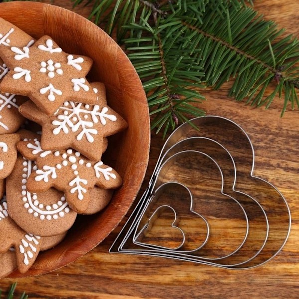 Jul Cookie Cutters, 25 st Rostfritt Stål Cookie Cutters Jul Cookie Cutters - Pepparkaksgubbe, Julgran, Kärlek, Stjärna, Snöflinga