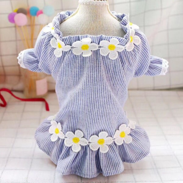 Husdjurskläder för vår och sommar Blomsterdesign Tvåbens valp Prinsessklänning kjol