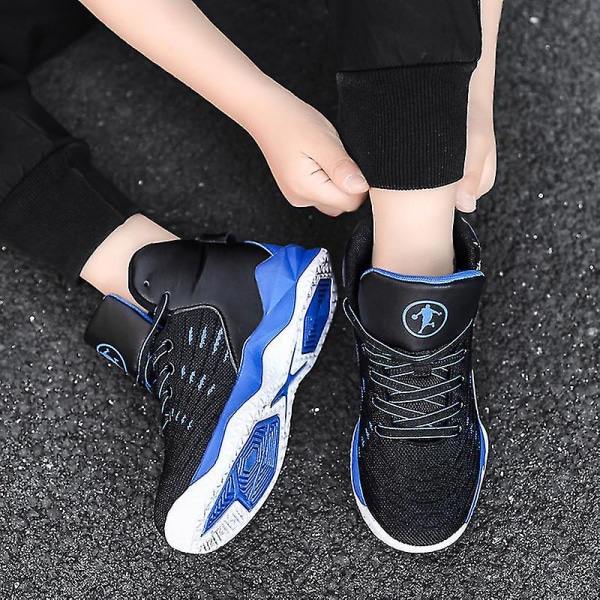 Børne Basket Sko Åndbare Sneakers Trendy Casual Sko Løbesko Yjb521 SortBlå 33