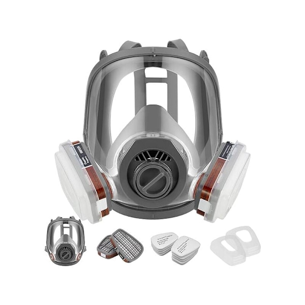Återanvändbar volymmask med filter för skydd mot ångor och partiklar. Anti-damm gasmask för målning, lackering, snickeriarbete, jordbruk