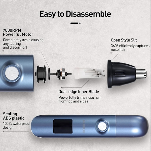 USB Oppladbar LED Øre- og Nesehårstrimmer, 3-i-1 Lettvekt for Menn og Kvinner