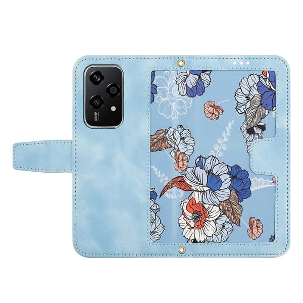 Blommigt läderfodral med snodd For Honor 200 Lite Global