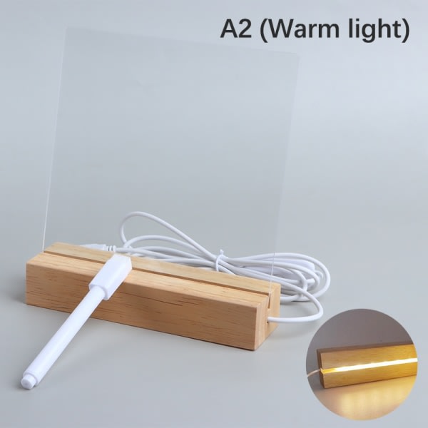 1 Set Akryl Led-skrivtavla med Mark Pen Lampa Varmt ljus