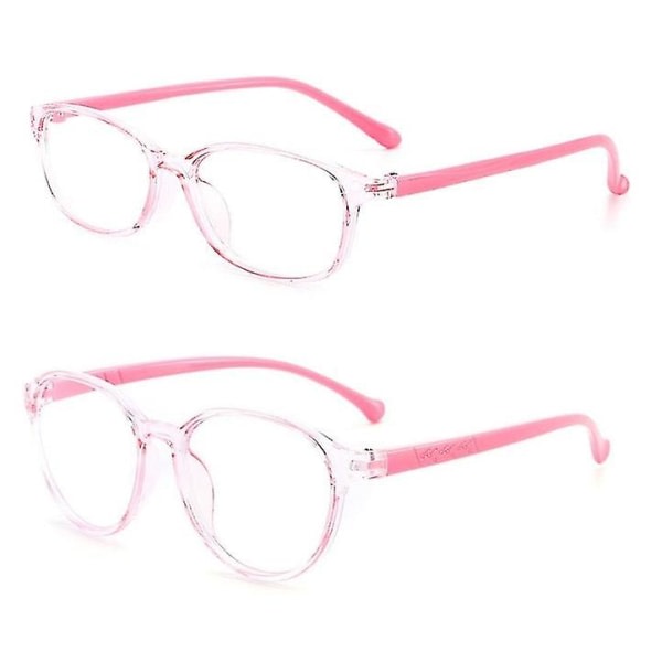 Glasögonbåge for barn og barn, antiblått lys, behagelig, lett, platta linser for barns ögon Pink
