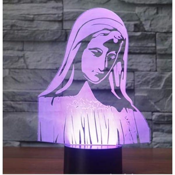 3D Illusion Jesus nattlyslampe, 7 farger gradvis Chandin