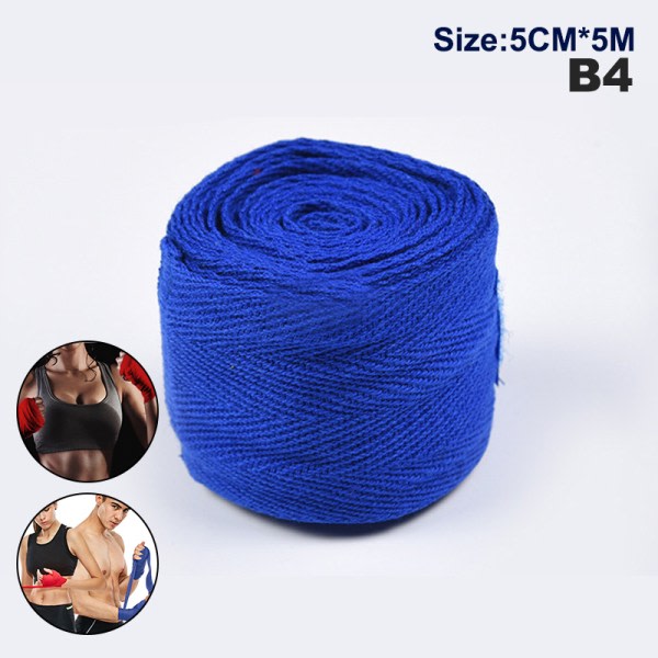 Bomullsboxningsbandage Wrist Wrap Combat Protect Boxning Sport Ki Blå 5CMx5M