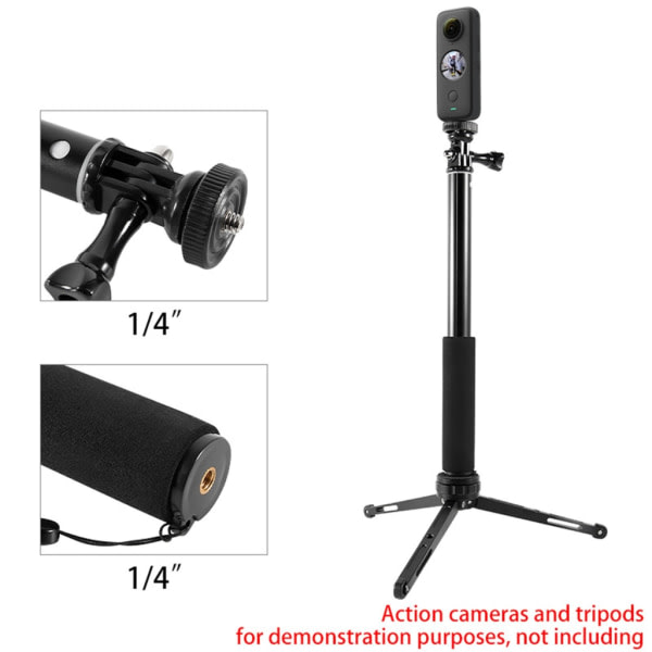 Bærbar Selfie Stick 4-delers Teleskopisk Selfie Stick Håndholdt Monopod Standard 1/4 skrue for smarttelefonkameraer null - P204B