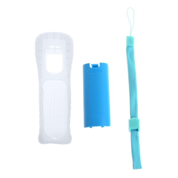 for Wii-fjernkontroll for etui, deksel for spillkontroller Silikon for etui og håndleddsstropp for Wii Blå