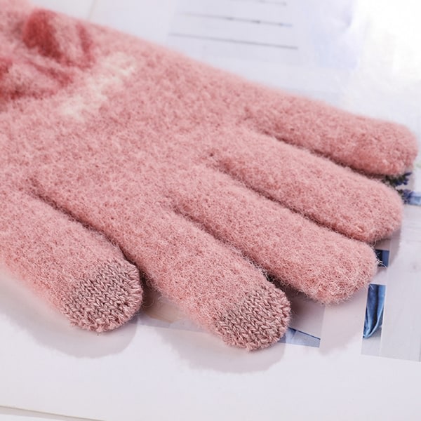 Touch Vinterhandsker Strikkede Strikkede Plys Handsker Dame Dame Gir Khaki