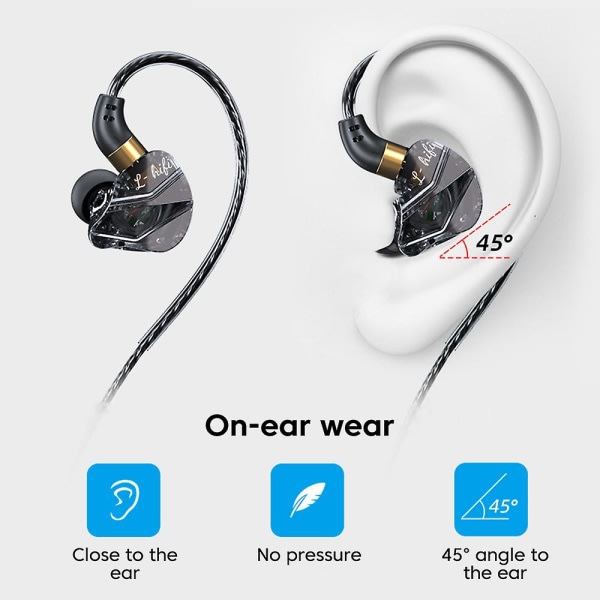 3,5 mm L-formet bøyd kontakt kablede hodetelefoner Hifi Bass hodetelefoner In-ear headset Gamer Handsfree hodetelefoner for Xiaomi Hu Samsung Blå Blue