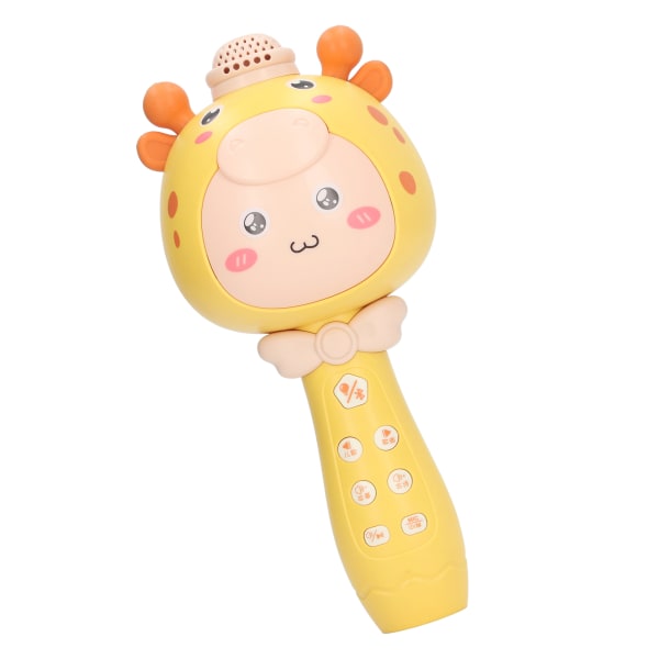 Barnmikrofon i tecknad form med inbyggd BT, uppladdningsbar, bärbar, trådlös mikrofon för sång för bilresor, gul