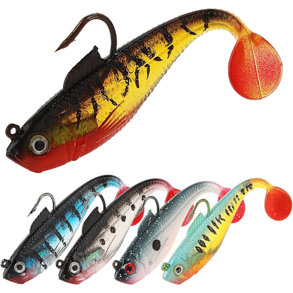 Realistic Soft Fishing Lures - 5pcs Silicone Paddle Tail Bait for Freshwater and Saltwater Fishing