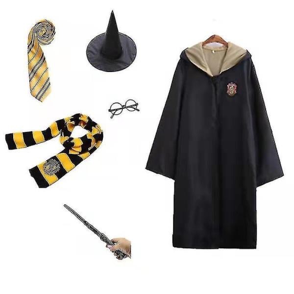 Caraele Harry Potter Poter 6 :a set Magic Wizard Cosplay Fancy Dress Cape Cloak Kostym gul 145CM