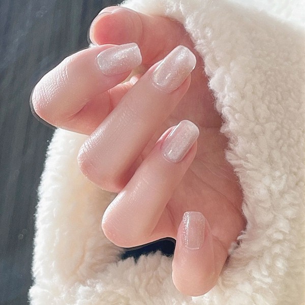 Glittrande nakna konstgjorda naglar Charmiga snygga trycknaglar för kvinnor, flickor, nageldekor glue models