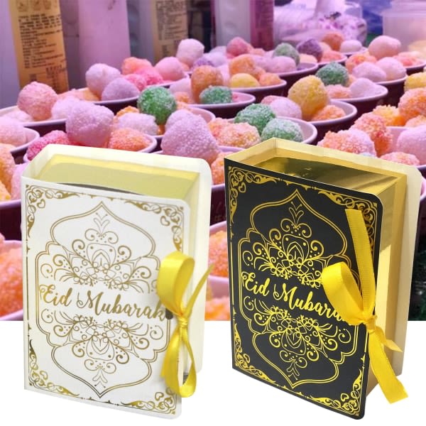 10 Koran Book Form Eid Mubarak Candy Box Islam Ramadan Gift Packaging Chocolate Cookies Packaging Box White