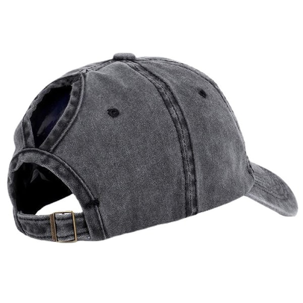 Vintage hästsvans cap Dam Justerbar Snapback Hat Summa Svart onesize