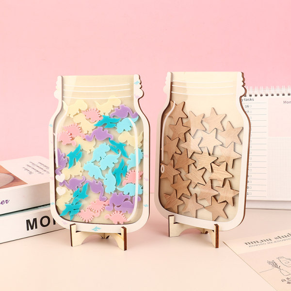 1PC Star Reward Jar Children Reward System Träskiva Colorfu färgglada stjärnor ONESIZE colorful stars ONESIZE