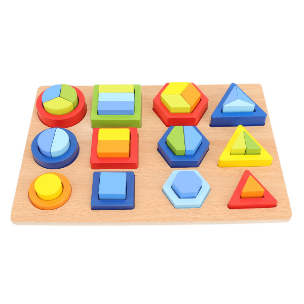 Tre geometrisk form Sorteringsblokk Barn Form Matchende blokkpuslespill Bord Pedagogisk leke