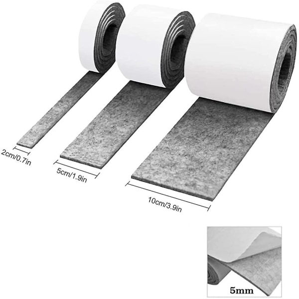 Filtglidplan. Självhäftande. 3 rullar (100 X 10 Cm + 100 X 5 + 100 X 2 Cm)