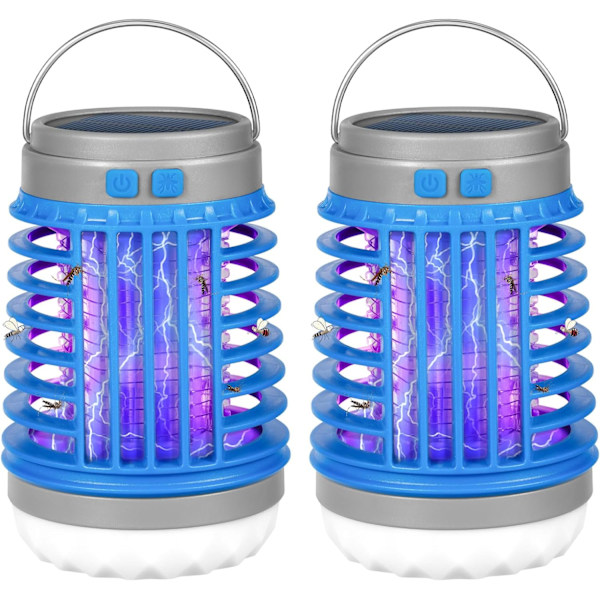 2 kpl aurinkokäyttöinen hyttys USB-valo vedenpitävä hyönteislentovaloansalukko taskulamppu blue 2pcs